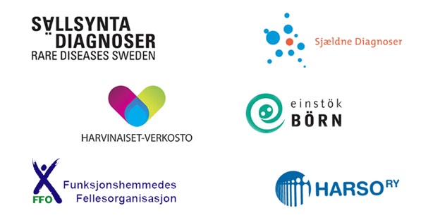 Pohjoismaisen harvinaispotilasjärjestöjen yhteistyöverkosto SBONNin jäsenten logot